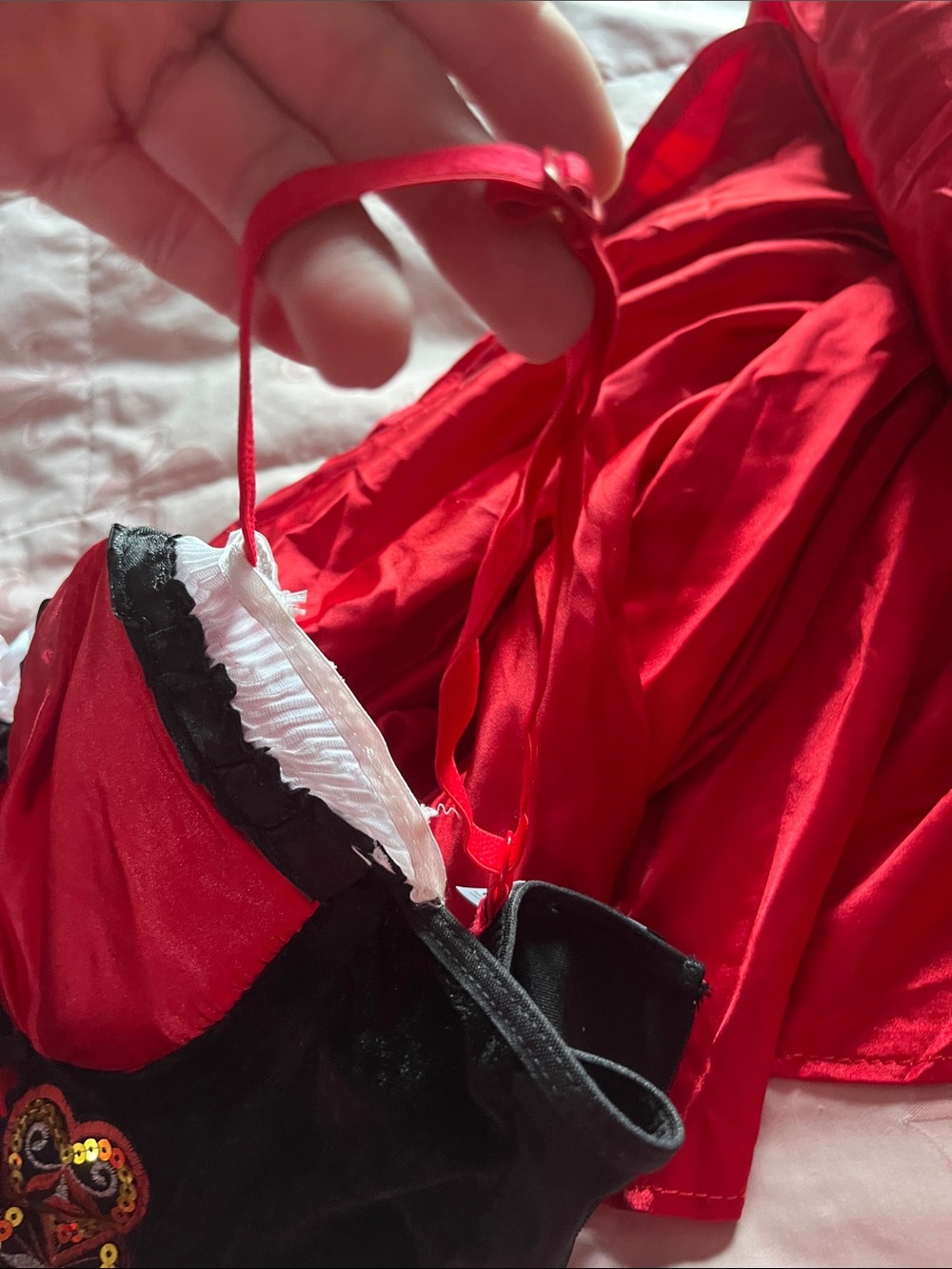 Dreamgirl Little Red Hooded Satin Cape & Dress Costume - Red & Black - Picture 2 of 4